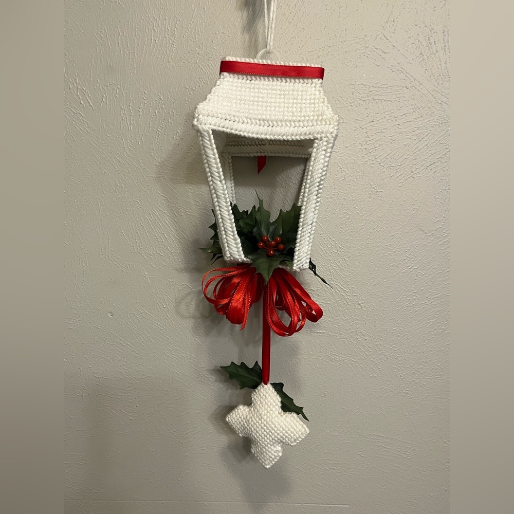 White and Red Holiday Lantern Decoration